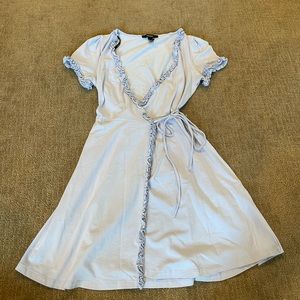 Light Blue Floral Wrap Dress Women's S